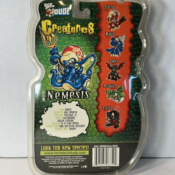Tech Deck Dude Creatures Series Nemesis Figure 2002 Sealed Package Vintage - Picture 4 of 6